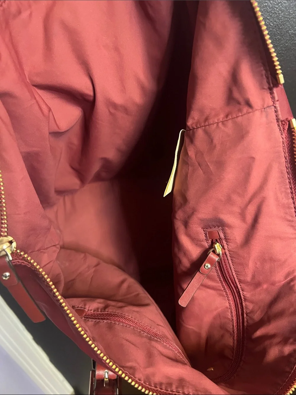 kate spade crimson red nylon tote with gold hardware - Picture 3 of 3